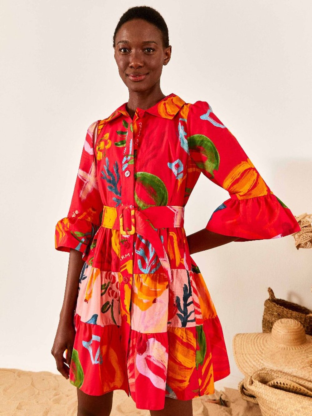 Red Mixed Fruits Ocean Mini Dress